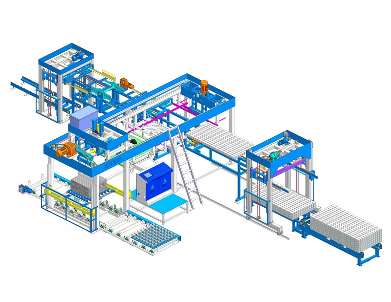 Mesin susun bata/blok servo penuh dengan mesin pengemas